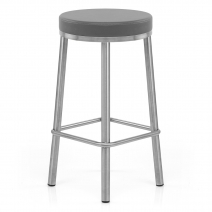 Tabouret Faux Cuir Chrome Brossé - Vision Gris