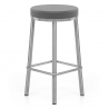 Tabouret Faux Cuir Chrome Brossé - Vision Gris