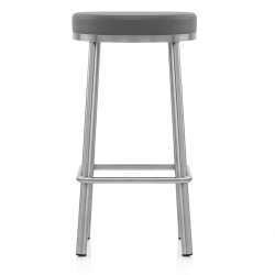 Tabouret Faux Cuir Chrome Brossé - Vision Noir