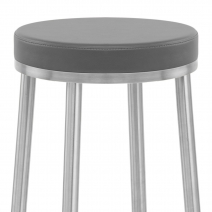 Tabouret Faux Cuir Chrome Brossé - Vision Gris
