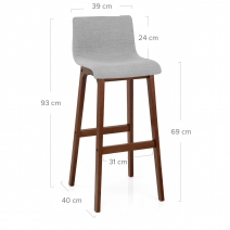 Tabouret de Bar Tissu Bois - Drift Noyer Gris