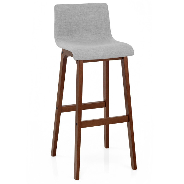 Tabouret de Bar Tissu Bois - Drift Noyer Gris Tabouret de Bar Tissu Bois - Drift Noyer Gris