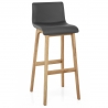 Tabouret de Bar Faux Cuir Bois - Wave Gris