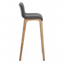 Tabouret de Bar Faux Cuir Bois - Wave Gris