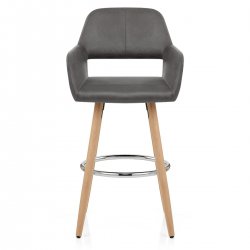 Chaise de Bar Bois Faux Cuir Antique - Kite Crème