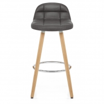 Tabouret de Bar Bois Faux Cuir Antique - Sole Gris