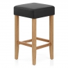 Tabouret Bois Cuir Croûté - Oliver Chêne Noir