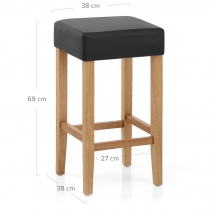 Tabouret Bois Cuir Croûté - Oliver Chêne Noir