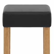 Tabouret Bois Cuir Croûté - Oliver Chêne Noir