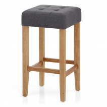 Tabouret de bar Chêne Tissu - Oliver Gris Foncé