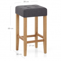 Tabouret de bar Chêne Tissu - Oliver Gris Foncé