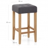 Tabouret de bar Chêne Tissu - Oliver Gris Foncé
