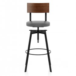 Tabouret de Bar Bois Faux Cuir - Urban Industrial Gris