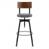 Tabouret de Bar Bois Faux Cuir - Urban Industrial Gris