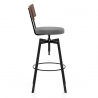 Tabouret de Bar Bois Faux Cuir - Urban Industrial Gris