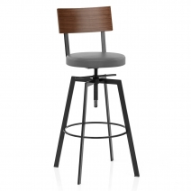 Tabouret de Bar Bois Faux Cuir - Urban Industrial Gris