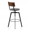 Tabouret de Bar Bois Faux Cuir - Urban Industrial Gris