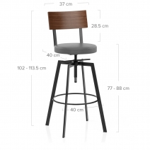 Tabouret de Bar Bois Faux Cuir - Urban Industrial Gris