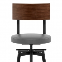 Tabouret de Bar Bois Faux Cuir - Urban Industrial Gris