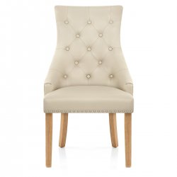 Chaise chêne cuir croûté - Ascot Crème