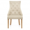 Chaise chêne cuir croûté - Ascot Crème