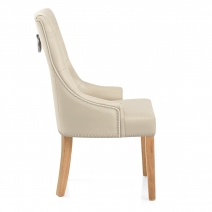 Chaise chêne cuir croûté - Ascot Crème