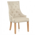 Chaise chêne cuir croûté - Ascot Crème