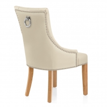 Chaise chêne cuir croûté - Ascot Crème