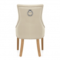 Chaise chêne cuir croûté - Ascot Crème