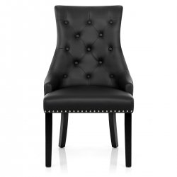 Chaise bois cuir crouté - Ascot Noir