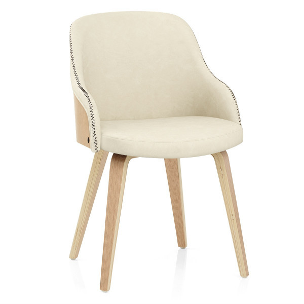 Chaise Bois Simili Cuir - Fusion Chêne Crème Chaise Bois Simili Cuir - Fusion Chêne Crème