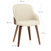 Chaise Bois Simili Cuir - Fusion Noyer Crème