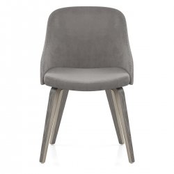 Chaise Bois - Fusion Velours Gris