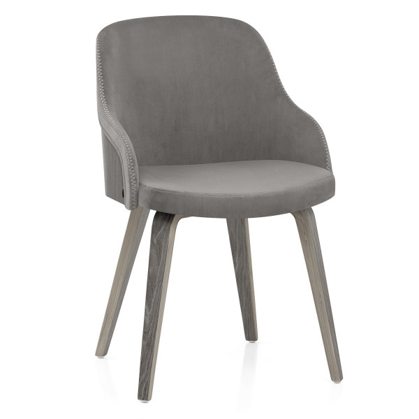 Chaise Bois - Fusion Velours Gris