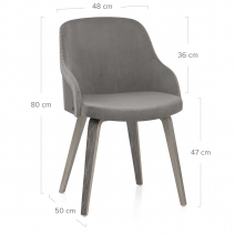 Chaise Bois - Fusion Velours Gris