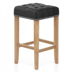 Chaise de Bar Cuir Crouté Bois - Chelsea Crème