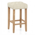 Chaise de Bar Cuir Crouté Bois - Chelsea Crème