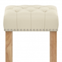 Chaise de Bar Cuir Crouté Bois - Chelsea Crème