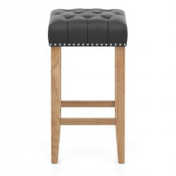 Chaise de Bar Cuir Crouté Bois - Chelsea Crème