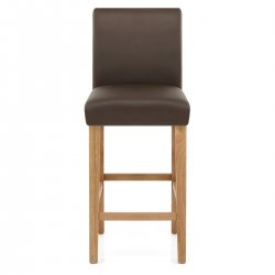 Tabouret de Bar Bois Cuir Croûté - Tetbury Marron