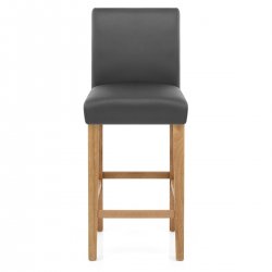 Tabouret de Bar Bois Cuir Croûté - Tetbury Marron