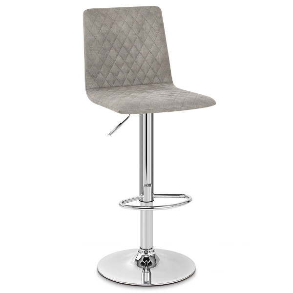 Chaise de bar Chrome Simili Daim - Atlanta Gris