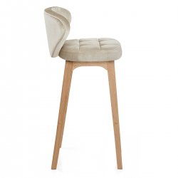Tabouret de bar Bois Velours - Marco Crème
