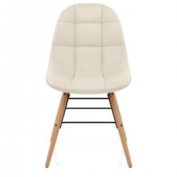 Chaise Faux Cuir Bois - Tate Crème