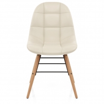Chaise Faux Cuir Bois - Tate Crème