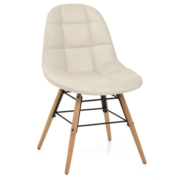 Chaise Faux Cuir Bois - Tate Crème Chaise Faux Cuir Bois - Tate Crème