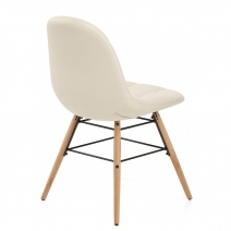 Chaise Faux Cuir Bois - Tate Crème