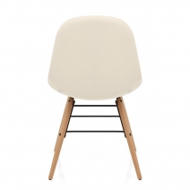 Chaise Faux Cuir Bois - Tate Crème