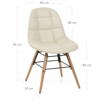 Chaise Faux Cuir Bois - Tate Crème