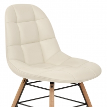 Chaise Faux Cuir Bois - Tate Crème